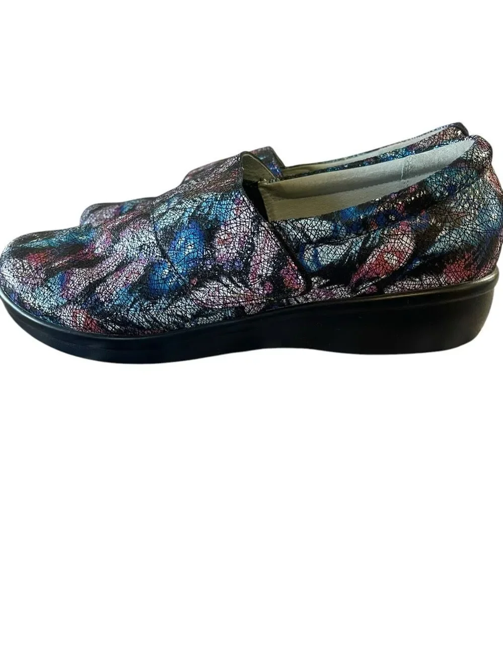 Alegria Lauryn Womens Multicolor Feather Print Loafer Comfort Shoes Size 42